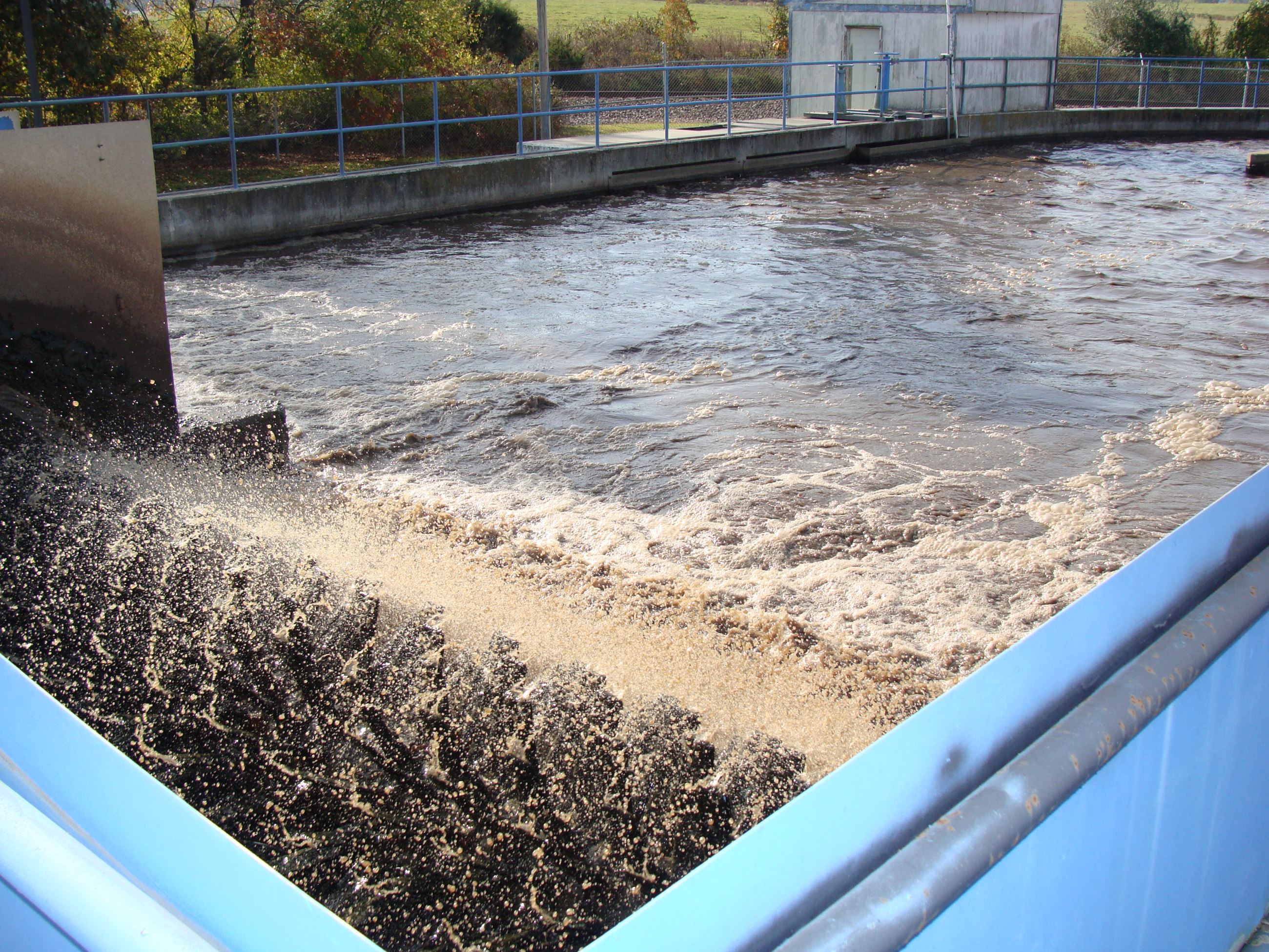 Wastewater being treated and filtered