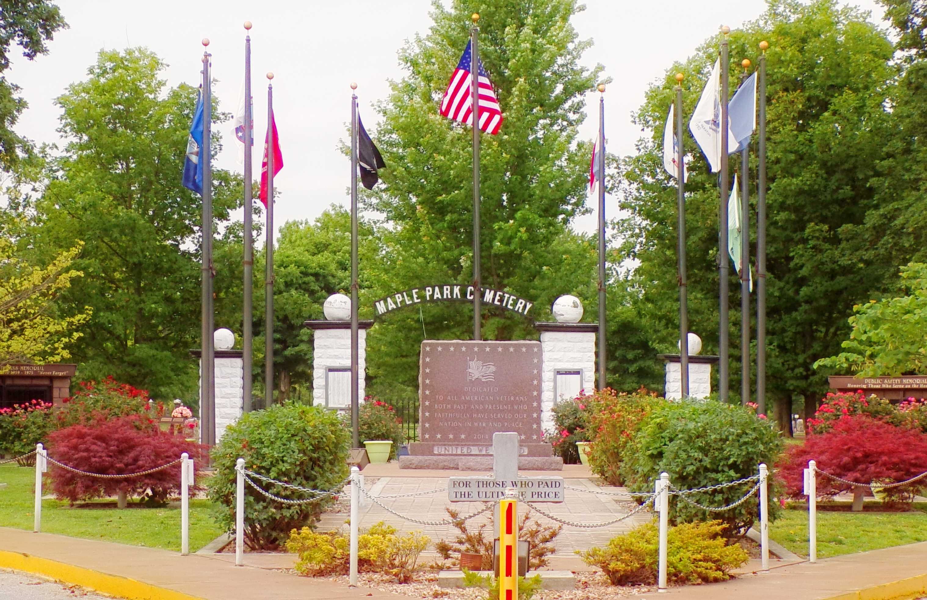 Maple Park Cemetery Main entrance during the summer season