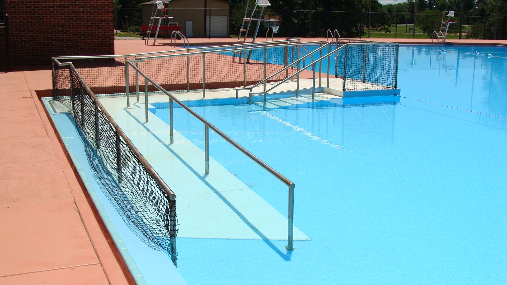 Pool with wheelchair ramp accessibility