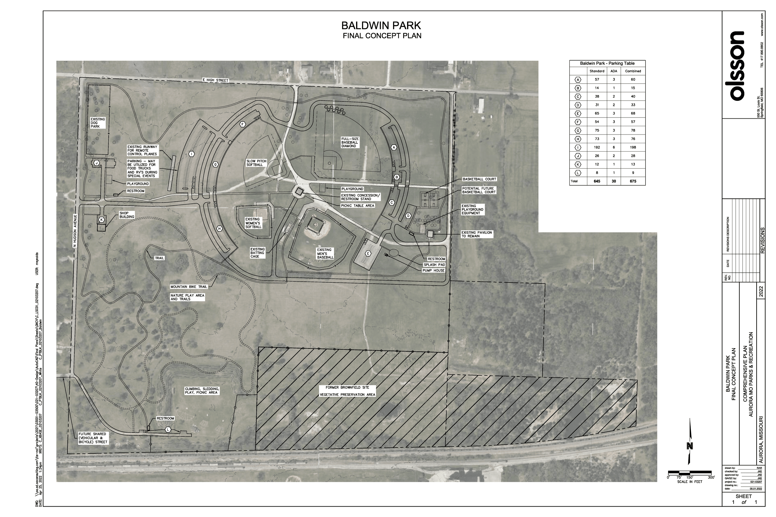 Map Image of Baldwin Park with Concept Plan overlay